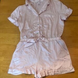 Victoria’s Secret Sleep Romper Jumpsuit Pink Satin Pajamas